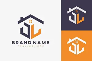 Realty Prints: hexagon JL house monogram logo for real estate