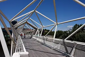 Hexagonal Prints: Hexagonal framed steel construction footbridge
