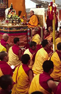 Enlightenment Prints: H.H.Dalai Lama and Tibetan Buddhist monks chanting during the Kalachakra Initiation Ceremony