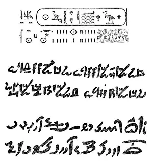Functional Prints: Hieroglyphs, hieratic and Demotic, ancient Egyptian scripts