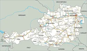 Danube Prints: High detailed Austria road map with labeling