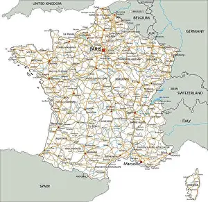Corsica Prints: High detailed France road map with labeling