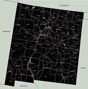 Rio Grande Prints: High detailed New Mexico road map with labeling