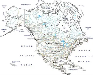 Vector Map Prints: High detailed North America road map with labeling