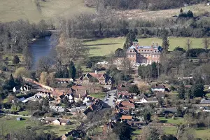 Oblique Prints: High level oblique aerial view north west of Denham Palace Denham London UB9 England UK Feb 2006