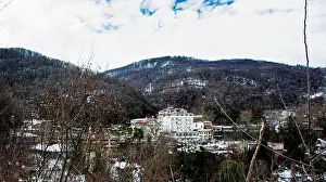 High quality winter landscape shot with drone camera of Bursa city in Turkey