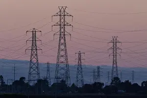Outsides Prints: High voltage power lines span across Palo Alto Baylands