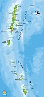 Andaman Prints: Highly detailed physical map of Andaman and Nicobar islands in vector format