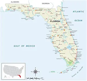 Fort Myers Prints: Highly detailed physical map of the US state of florida