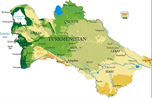 Road City Prints: Highly detailed physical map of the Turkmenistan