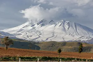 Anatolia Prints: highway and Mount Erciyes. Kayseri, Turkey