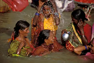 Ethnology Prints: Hindu women bathing in the sacred Ganges River Varanasi Uttar Pradesh India