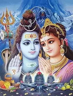 Lakshmi Prints: hinduism lord shiva spiritual illustration Lakshmi