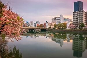 Images Dated 5th April 2017: Hiroshima, Japan downtown cityscape on the Enko River at dawn