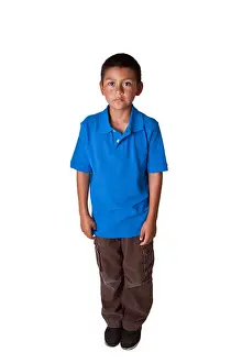 Helpless Prints: Hispanic boy 8-10 years old standing. POV United States MR © Myrleen Pearson
