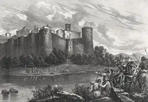 6th Century Prints: Historia. Sitio de Zaragoza por los francos en el año 541. Grabado de 1871