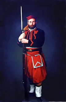 Major Prints: Historian Tom Clemens models the uniform of the 73rd N Y Infantry known as the Second Fire Zouaves