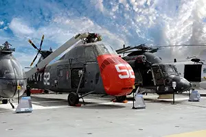 San Diego Prints: Historic aircraft displayed on the Flight Deck on the USS Midway aircraft carrier museum in San Diego