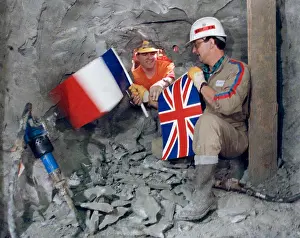 Undersea Prints: The historic Anglo French Channel Tunnel undersea service tunnel breakthrough on 1st December 1990 breakthrough
