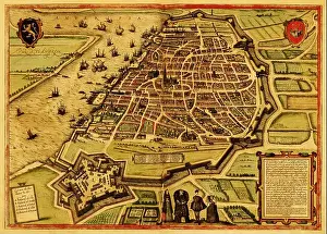 Copperplate Prints: Historic map of the town of Antwerpen