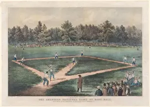 Antique Illustration Prints: Historical illustration artwork titled The American National Game of Base Ball