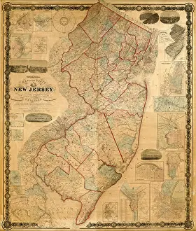 Historical map of New Jersey circa 1860