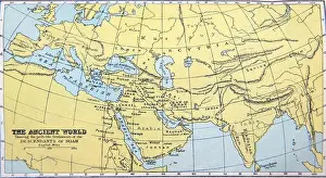 Ancient World Prints: Historical Old Map Showing the Ancient World and the Probable Settlements of the Descendants of Noah in Holy Bible