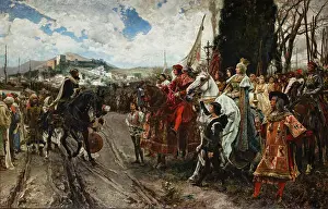 Surrender Prints: This historical painting by Francisco Pradilla depicts the surrender of Granada in 1492