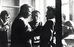 Split Prints: A historical photograph showing Joseph Stalin and Leon Trotsky