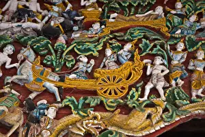 Religions Prints: Historical wood carvings inside the SHWEZIGON PAGODA complex completed in 1102 AD by King Kyansittha - BAGAN