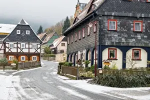 historische Umgebindehäuser in Waltersdorf Zittauer Gebirge
