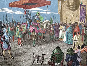 Feudal Prints: History. Middle Ages. Vassal paying homage to their liege lord