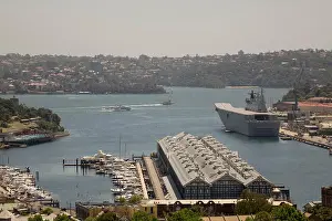 Navy Ship Prints: HMAS Canberra Navy Ship Docked At HMAS Kuttabul Royal Australian Navy Base At Potts Point Sydney New South Wales