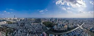 Landmark 81 Prints: Ho Chi Minh City, Vietnam Aerial panorama on sunny day with blue sky