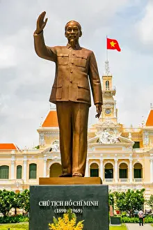 Saigon Prints: Ho Chi Minh Statue People's Committee Building Saigon Vietnam
