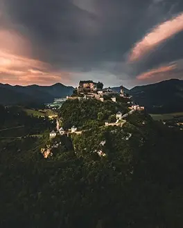 Osterreich Prints: Hochosterwitz Castle on the hill in Austria (Osterreich) aerial view