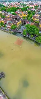 Ancient Town Prints: Hoi An, Vietnam : Panorama Aerial view of Hoi An ancient town