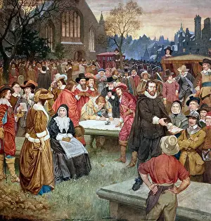 Early 20th Prints: Hole William Brassey - the Signing of the National Covenant in Greyfriars Churchyard 1638