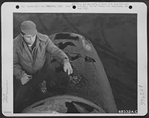 Fuselage Prints: These Holes In The Fuselage And Gunners Compartment Of The North American B-25 Of The 340Th Bomb Group Were Caused By