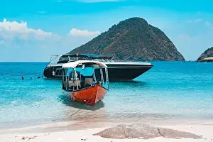 Beautiful Woman Prints: Holiday in an Island Coast with Snorkeling Boat Cruise in Perhentian Islands