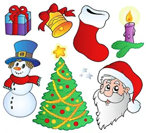 Claus Prints: holiday winter christmas december season seasonal xmas x-mas present object objects art isolated holiday tree winter