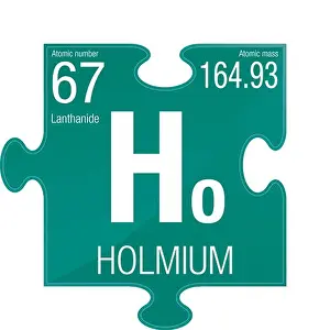 Curves Prints: Holmium symbol. Element number 67 of the Periodic Table of the Elements - Chemistry - Puzzle piece with green