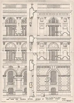 1874 Prints: Home & Colonial Offices, Parliament Street front; Sir Geo. Gilbert Scott, 1874