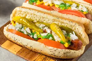 Fastfood Prints: Homemade Chicago Style Hot Dogs with Tomato Onion and Peppers