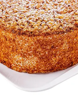 Vanilla Prints: Homemade honey cake on white plate
