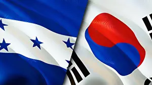 Travel Background Prints: Honduras and South Korea flags