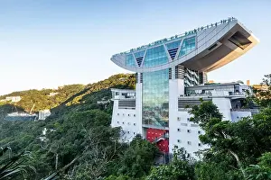 Victoria Peak Prints: HONG KONG - August 4: View of the Peak Tower in Hong Kong atop Victoria Peak August 4