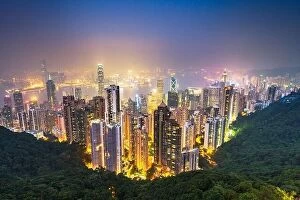 Images Dated 13th October 2012: Hong Kong, China Cityscape from Victoria Peak at night
