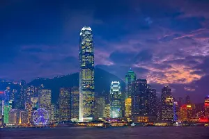 Hong Kong. Image of Hong Kong with many skyscrapers during dramatic sunset