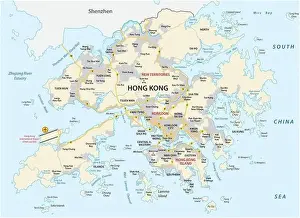 Hong Prints: Hong Kong Special Administrative Region of the Peoples Republic of China road vector map